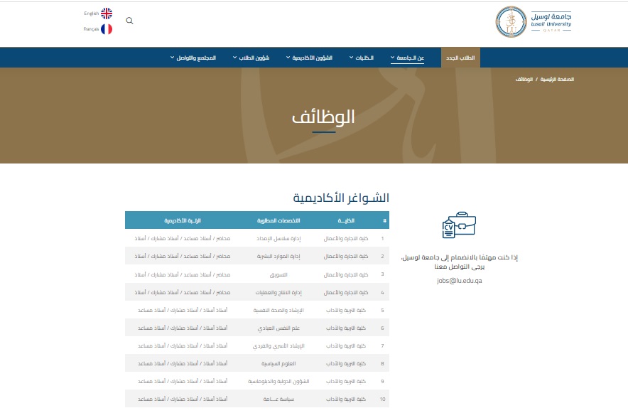 وظائف جامعة لوسيل