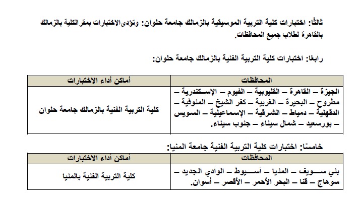 أماكن اختبارات القدرات لطلاب الثانوية العامة 2025
