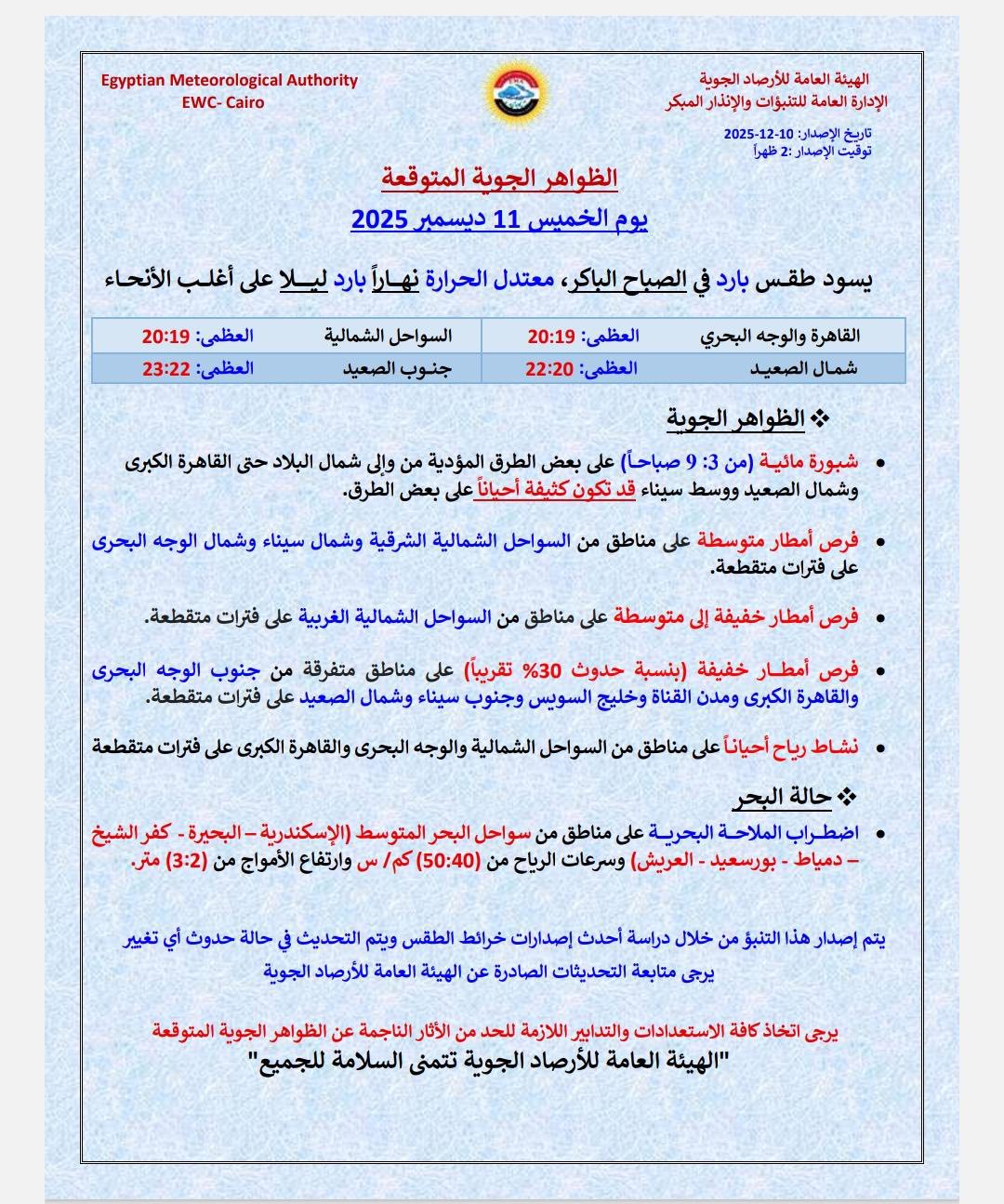 حالة الطقس غدًا الخميس