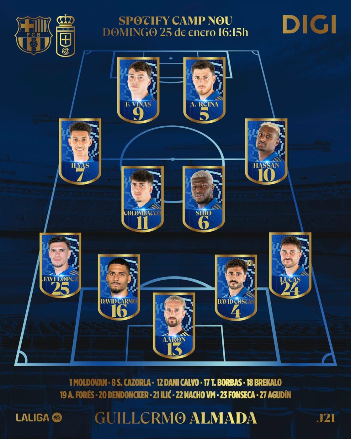 &nbsp;تشكيل ريال أوفييدو