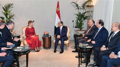 السيسى يستقبل رئيسة إستونيا بمقر اقامته بميونخ