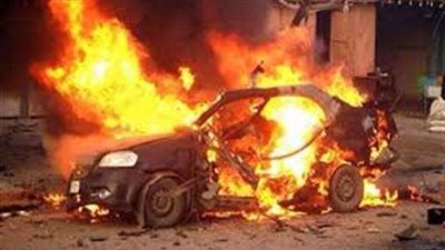 انفجار سيارة ملاكي واحتراق ميكروباص على كوبري أكتوبر بالدقي
