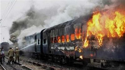 حريق بمقدمة القطار المتجه من بورسعيد إلى محافظة سوهاج