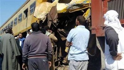 بالتفاصيل  حادث تصادم قطارين في كوم حمادة