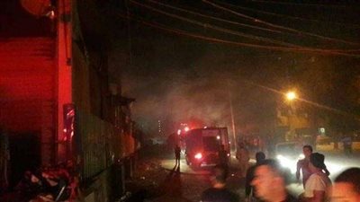 أول صور لحريق سوق توشكى بحلوان