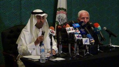 مؤتمر صحفى مشترك بين رئيس البرلمان العربي وعزام الأحمد لبحث تطورات القضية الفلسطينية