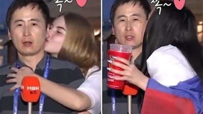 تحرش نسائي بمراسل على الهواء.. (فيديو)