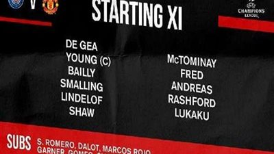 تعرف على تشكيل مانشيستر يونايتد لمواجهة باريس سان جيرمان