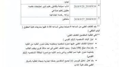 جامعة بنى سويف: 26 أغسطس بدء الكشف الطبي على الطلاب الجدد