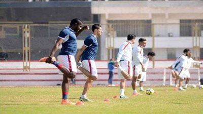 لاعبو الزمالك المشاركين في ودية بتروجيت يؤدون مران اليوم