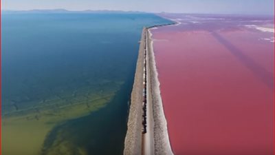 طائرة تأخذ لقطات حية لبحيرة سولت