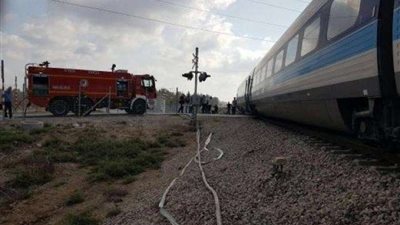 حريق قرب شريط السكة الحديد خط مطروح غرب الإسكندرية