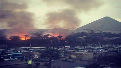 بالصور.. السيطرة على حريق بالقرب من الأهرامات