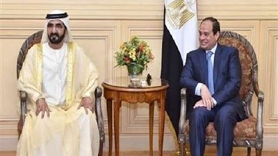 السيسي يستقبل الشيخ محمد بن راشد  في مقر إقامته ببكين