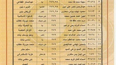 بالأسماء.. أوائل الشهادة الإعدادية في بني سويف