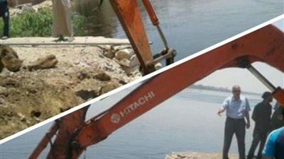 إزالة فورية لحالة تعدِ بالردم على نهر النيل بالواسطى شمال بني سويف