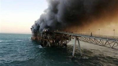 نشوب حريق هائل في ميناء الخفكة العراقي