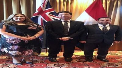 تكريم طارق الوسيمي خلال احتفال سفارة مصر بنيوزيلندا بثورة 23 يوليو