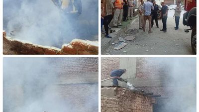 استكمال أعمال تبريد حريق الحديقة الدولية بمدينة نصر