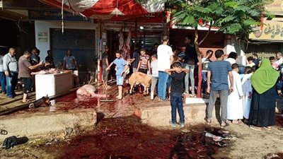 بالصور.. مواطنو العمرانية يواصلون ذبح لحوم الأضاحي في أول أيام عيد الأضحى