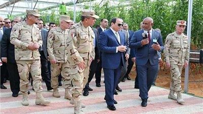 الرئيس السيسي يغادر مشروعات الصوب الزراعية عقب افتتاحه اليوم