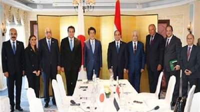 رئيس المخابرات العامة و5 وزراء يشاركون في مباحثات السيسي ورئيس وزراء اليابان