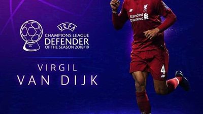 رسمياً .. فيرجل فان دايك يفوز بجائزة أفضل مدافع في أوروبا 2018-2019