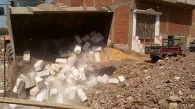 إزالة 3 حالات تعد بالبناء على الأراضي الزراعية بمركز بني مزار بالمنيا