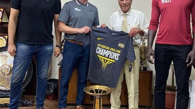 حسين لبيب يستقبل وفدا من الـ NBA و الـ BAL