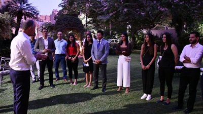 وزير الشباب وسفير أمريكا لدى مصر يشهدان احتفالية لاعبي الاسكواش