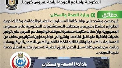 الحكومة تنفى وجود نقص المستلزمات الوقائية بمختلف المستشفيات الحكومية