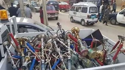 ضبط 255 شيشة فى حملة على المقاهى بمركز ومدينة المنصورة بالدقهلية