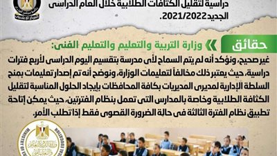 حقيقة السماح لكافة المدارس بتقسيم اليوم الدراسي لأربع فترات دراسية