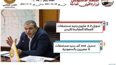 نتائج وأحصائيات جهود وزارة القوى العاملة فى أسبوع