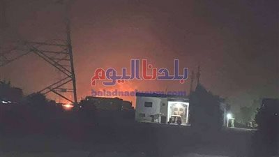 حريق هائل بخط بترول في إيتاي البارود بالبحيرة