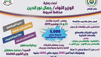 محافظ أسيوط يعلن تنظيم الملتقى التوظيفي الثاني لتوفير 5 آلاف فرصة عمل