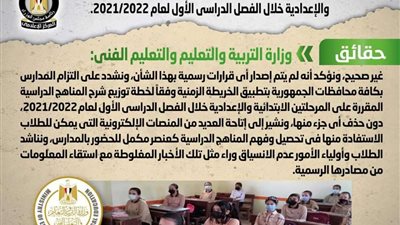 حذف أجزاء من المناهج  للمرحلتين الابتدائية والإعدادية ..الحكومة توضح الحقائق