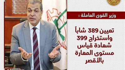 القوى العاملة: تعيين 389 شاباً منهم 13 من ذوي القدرات الخاصة