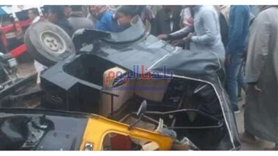 مصرع سائق توك توك بسبب حادث اصطدام سيارة بتوك توك أعلى الكوبري الأوسطي