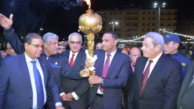 محافظ الدقهلية يوقد الشعلة الرئيسة احتفال بالعيد القومى فبراير 2020