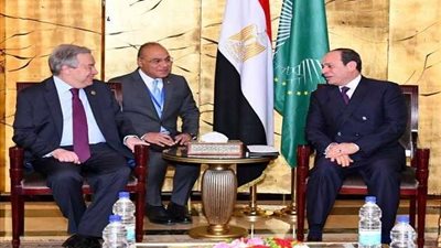 السيسي يستقبل سكرتير عام الأمم المتحدة بمقر إقامته في أديس أبابا