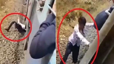 شاب يسقط تحت القطار بسبب 