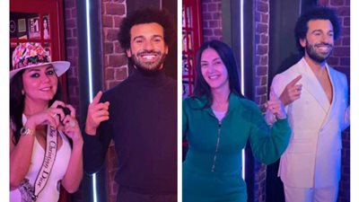 بداية من دنيا سمير غانم وحتى رانيا يوسف النجوم يلتقطون الصور بجانب تمثال محمد صلاح