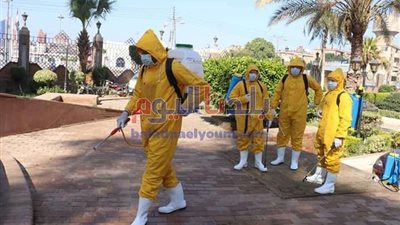تعقيم المجمع النظري لكليات جامعة المنوفية للحد من كورونا
