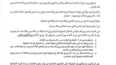 اتحاد الاسكواش عن طلب اللاعبين المشاركة ببطولة بريطانيا المفتوحة: 