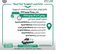 الصحة: إطلاق 6 قوافل طبية بمبادرة حياة كريمة للكشف والعلاج المجاني