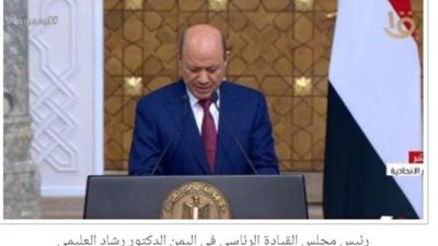 رئيس مجلس الرئاسة اليمني: ثورة 30 يونيو حققت إرادة وتطلعات المصريين