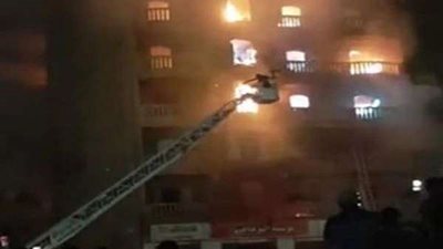 السيطرة على حريق البرج السكني بمنطقة ميت نما بشبرا