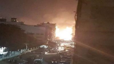 حريق هائل بخط غاز بسبب كسر ماسورة بمنطقة الزيتون