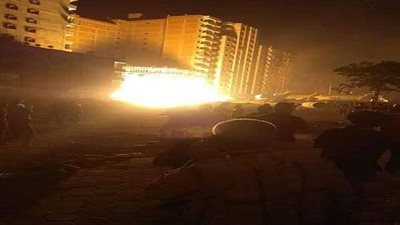 بالصور.. الحماية المدنية تحاول السيطرة على حريق خط غاز حلمية الزيتون